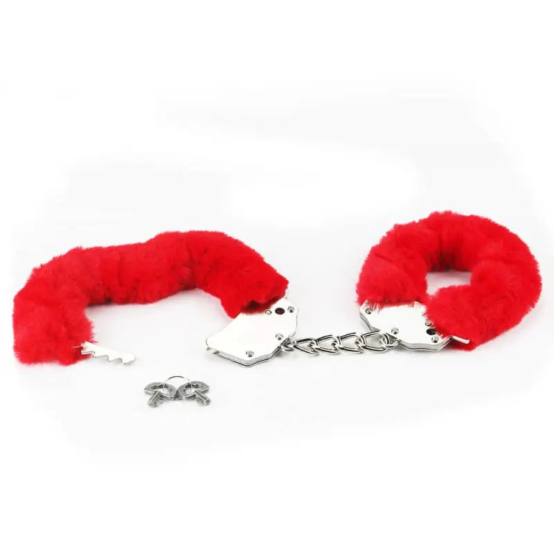 Metalne Lisice Crveno Krzno - Red Furry Cuffs