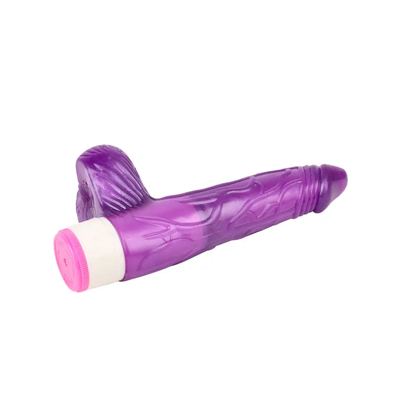 Realisticni vibrator sa testisima - Luv Pleaser Purple